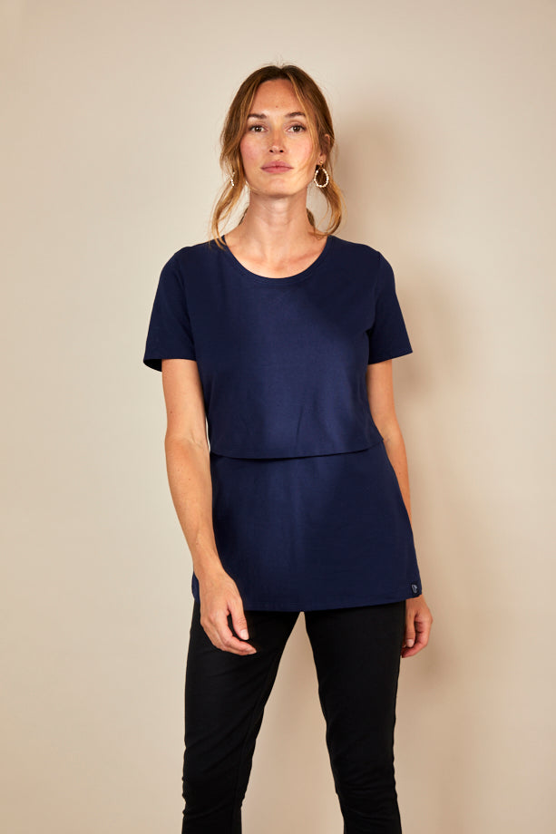 Bshirt Nursing Crew Neck T-shirt in Navy