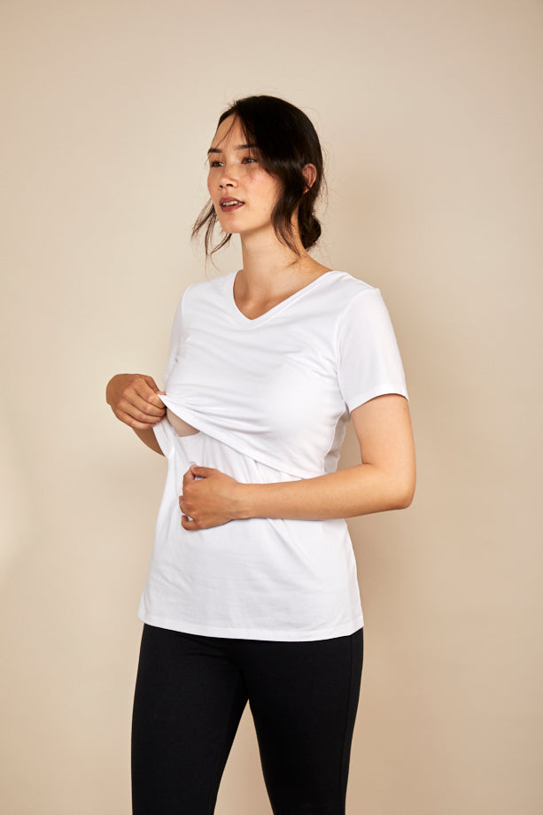 Bshirt Nursing V Neck T-shirt in White