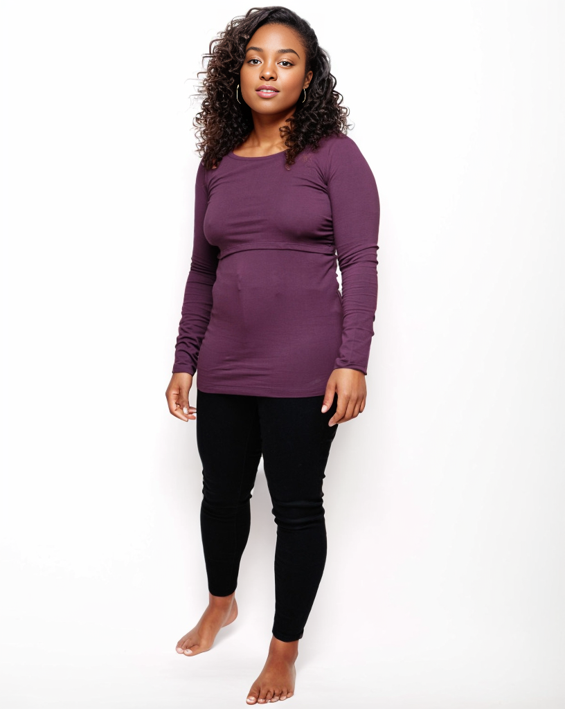 Bshirt Nursing Long Sleeve T-shirt in Plum