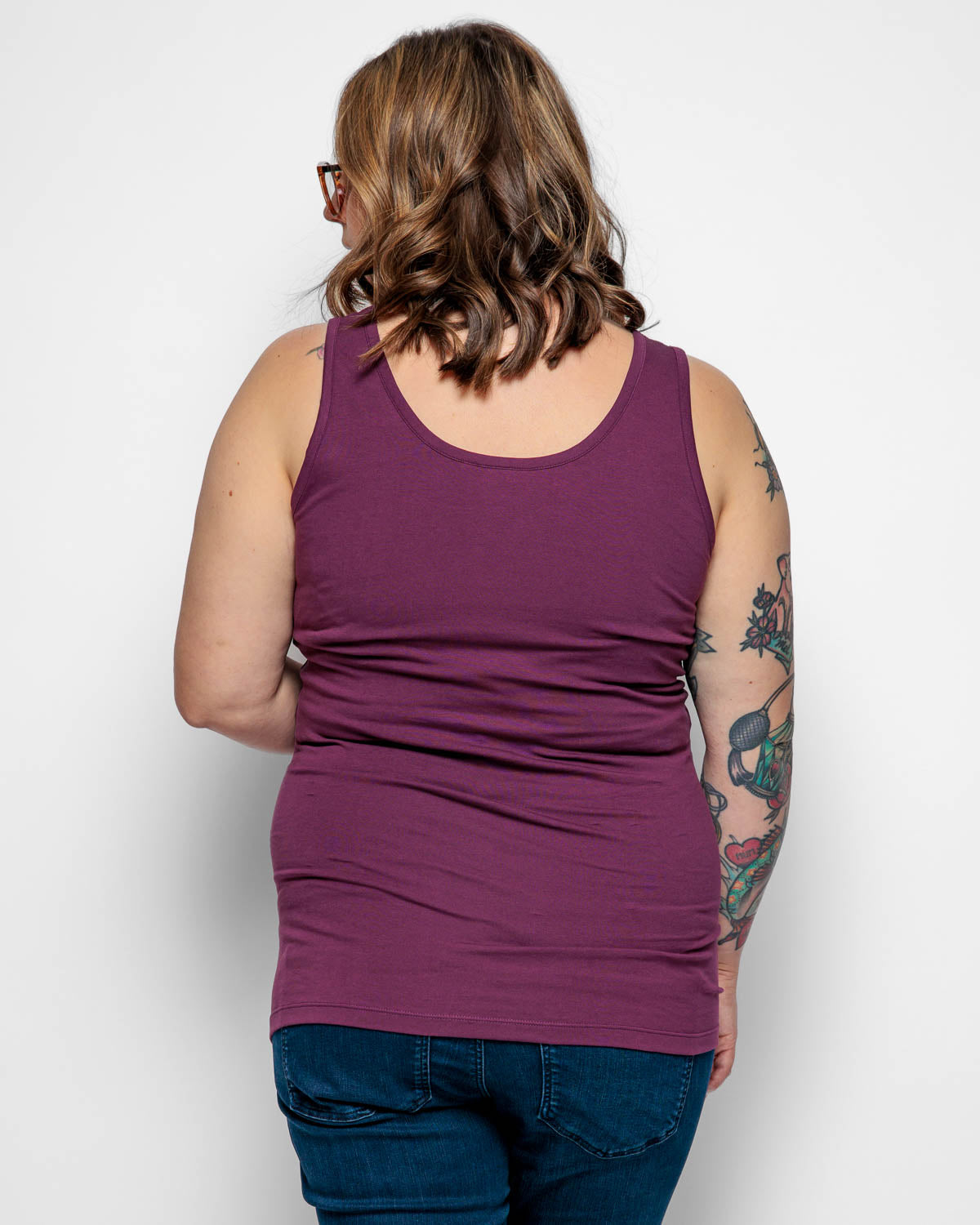 Maternity Vest Top in Plum Purple Organic Cotton for pregnancy