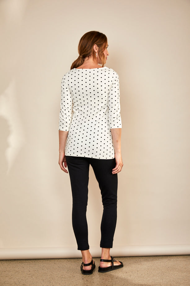 Bshirt Nursing 3/4th Sleeve T-shirt in Cream & Black Spots