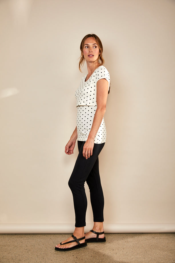 Bshirt Nursing Short Sleeve T-shirt in Cream & Black Spots
