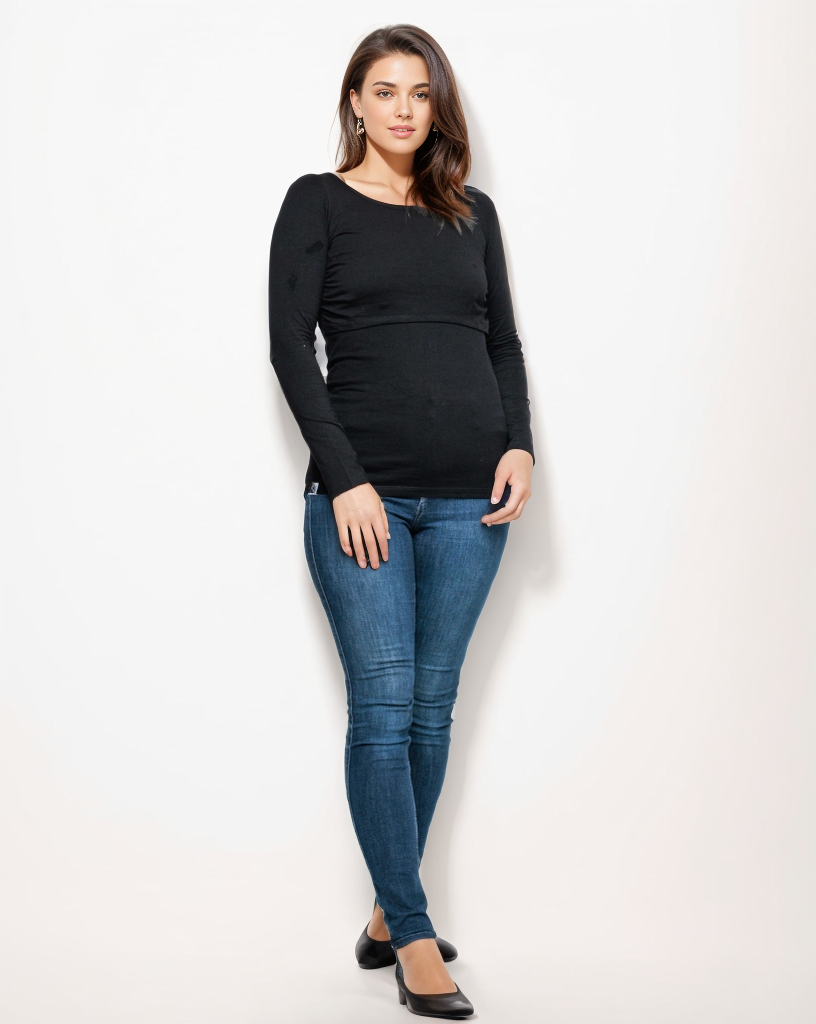Bshirt Nursing Long Sleeve T-shirt in Black