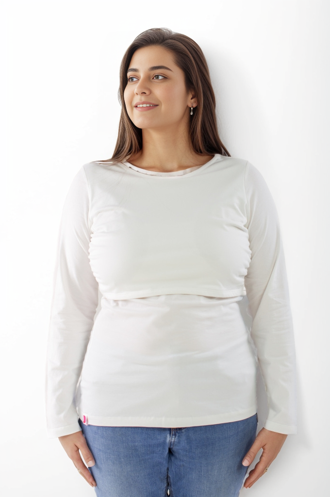 Bshirt Nursing Long Sleeve T-shirt in White