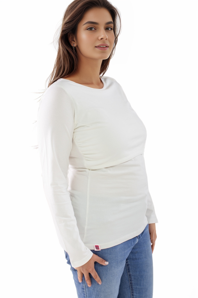 Bshirt Nursing Long Sleeve T-shirt in White